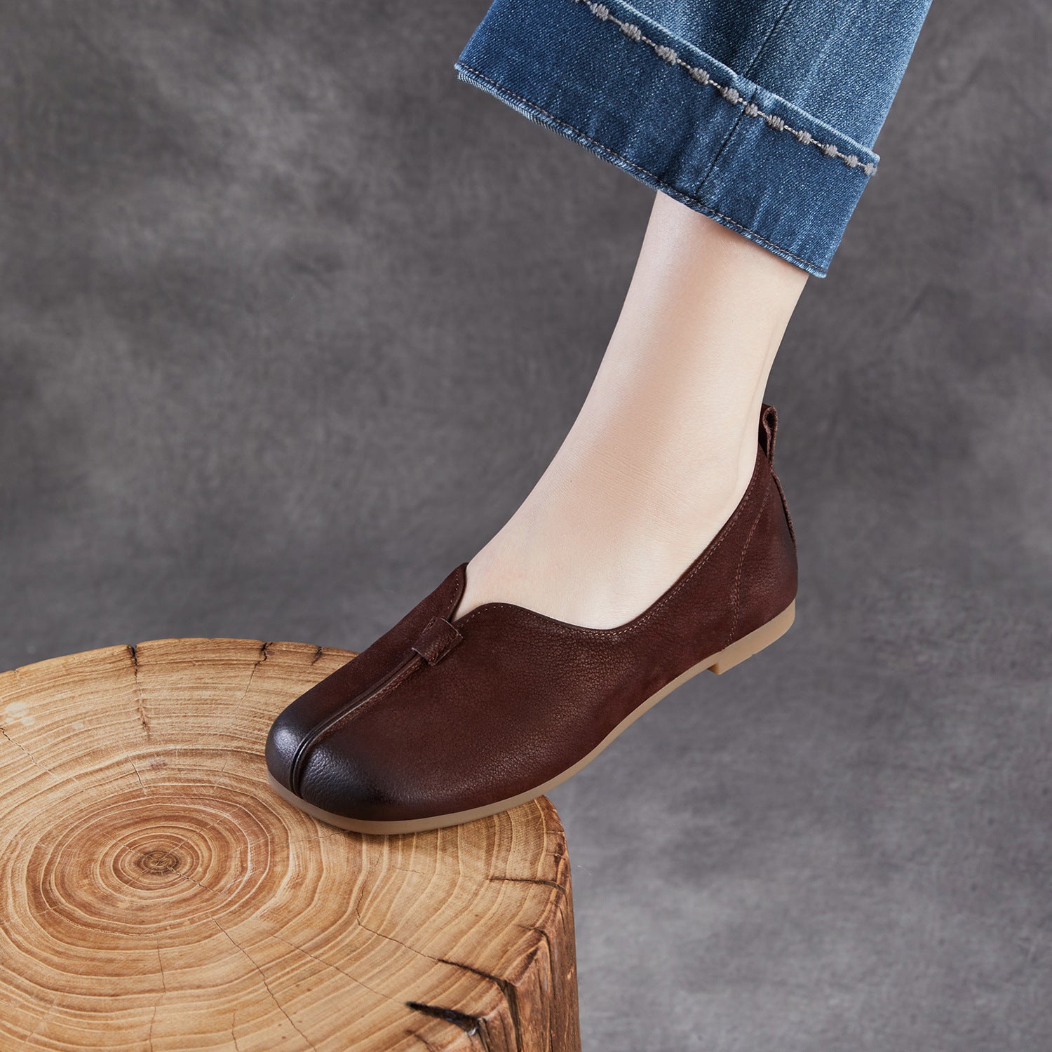 Women's Vintage Soft Leather Low Top Flats-RAIIFY