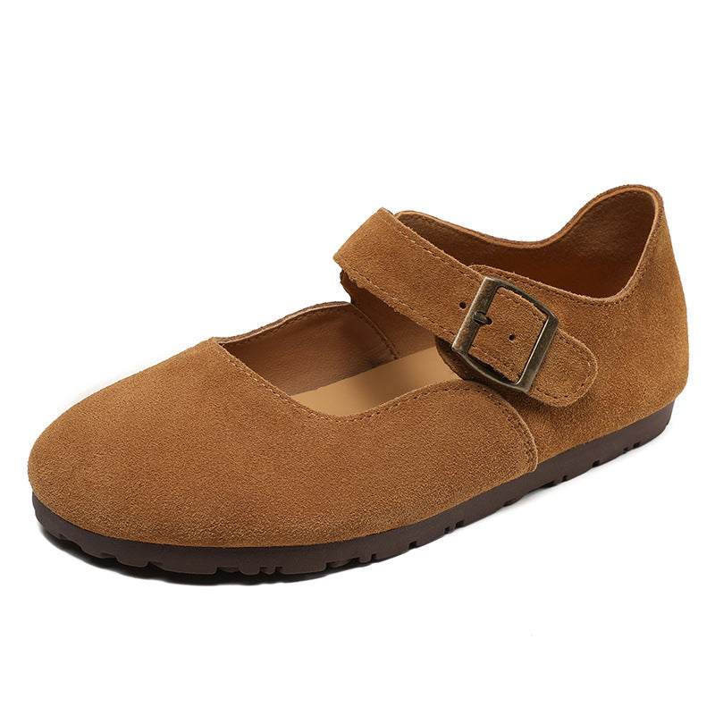 Women Retro Suede Flat Minimalism Casual Shoes-RAIIFY