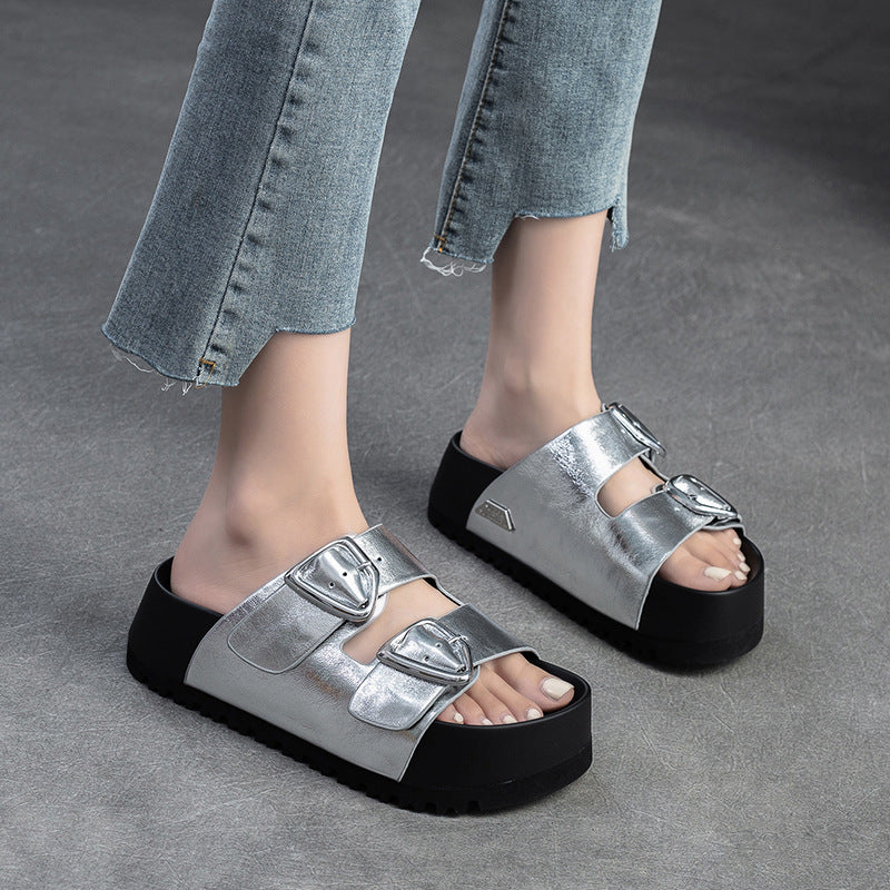 Women Summer Casual Thick Soled Flat Slides-RAIIFY