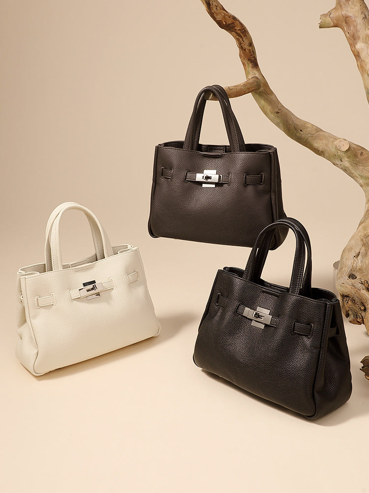 Women's Fashion Plain Leather Satchel Bag-RAIIFY
