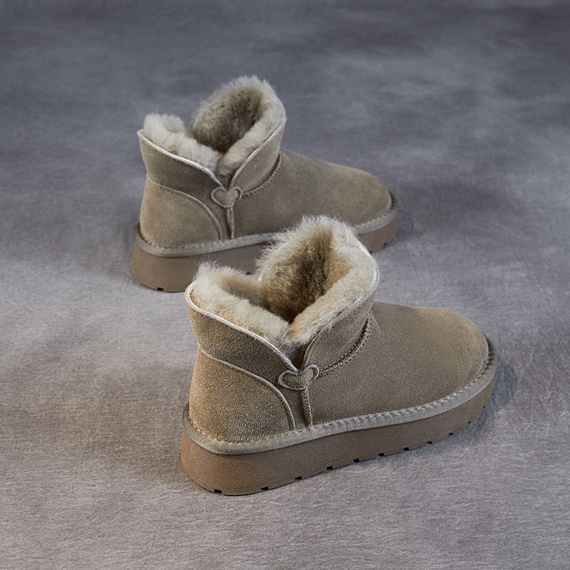 Women Retro Suede Furred Ankle Snow Boots-RAIIFY