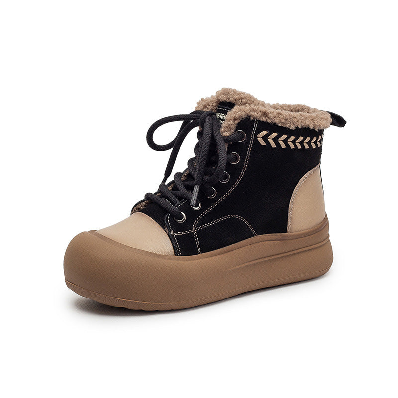 Women's Quilted Leather Warm Furred Ankle Boots