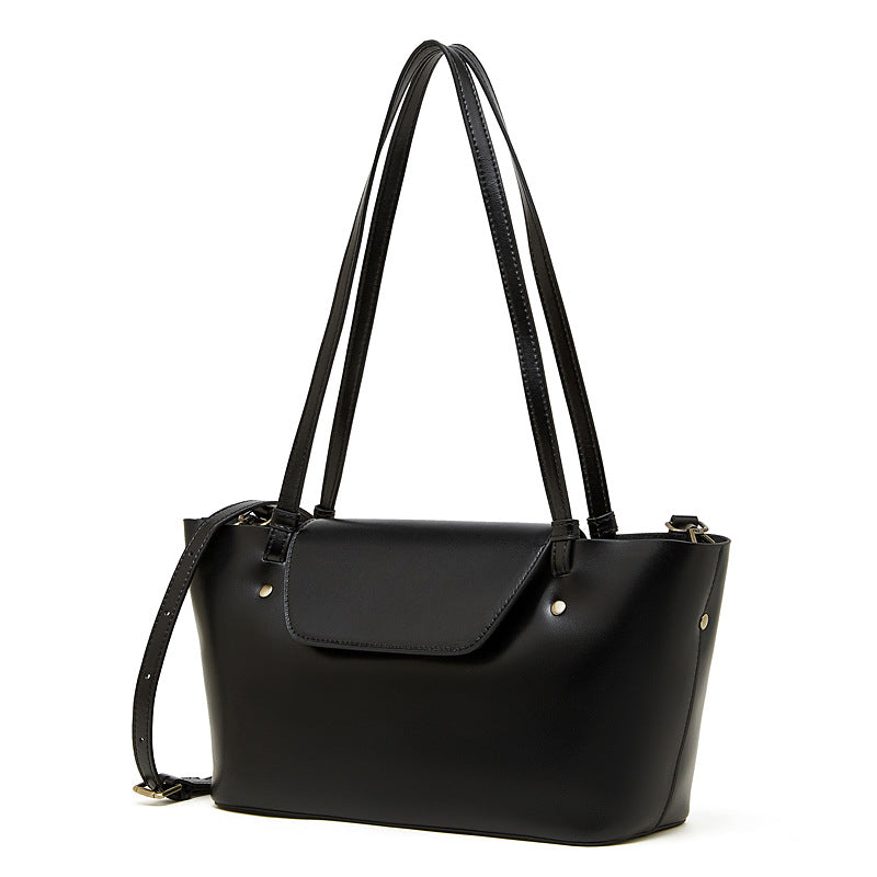 Women's Simple Plain Leather Casual Shoulder Bag-RAIIFY