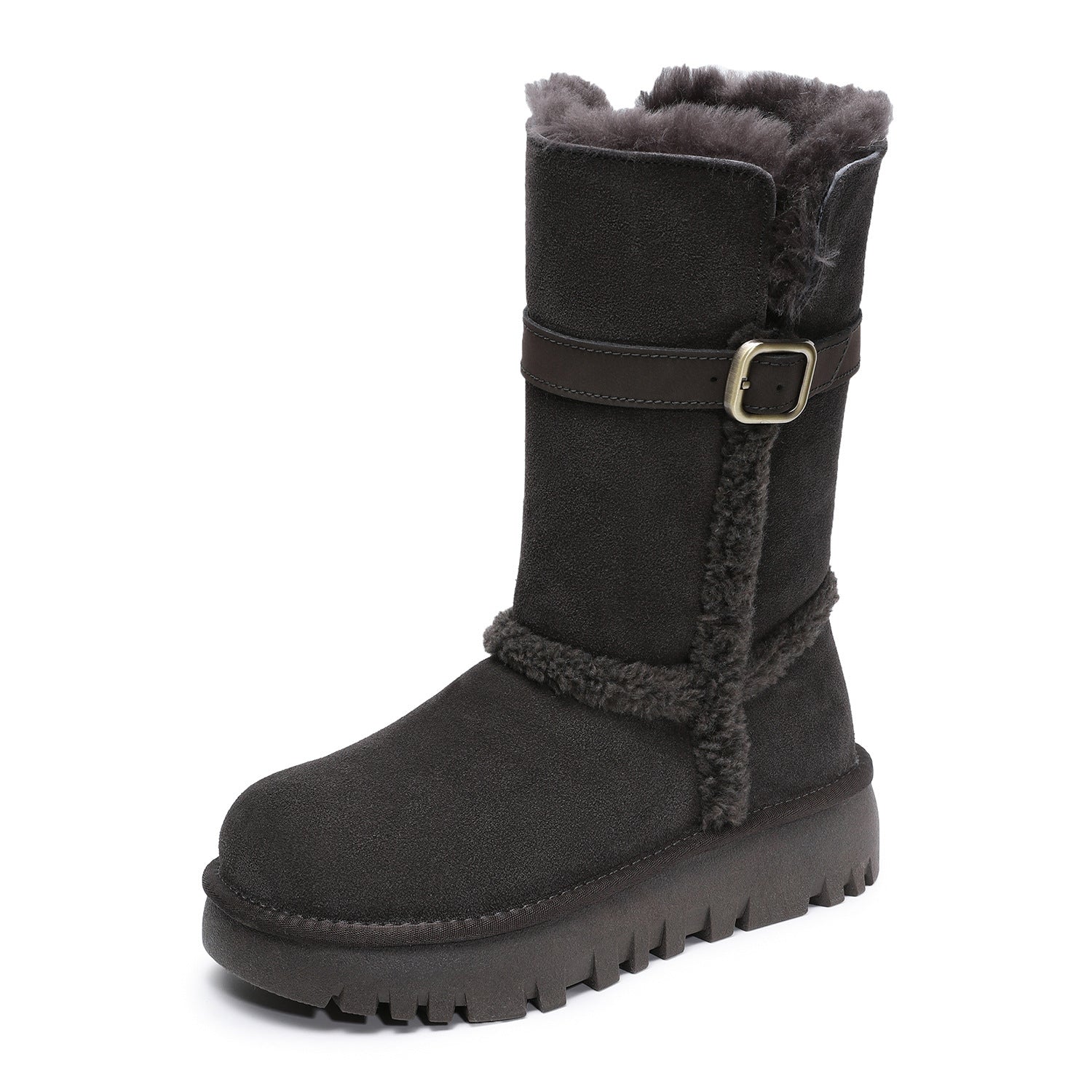 Women's Retro Suede Comfort Mid-Calf Snow Boots-RAIIFY