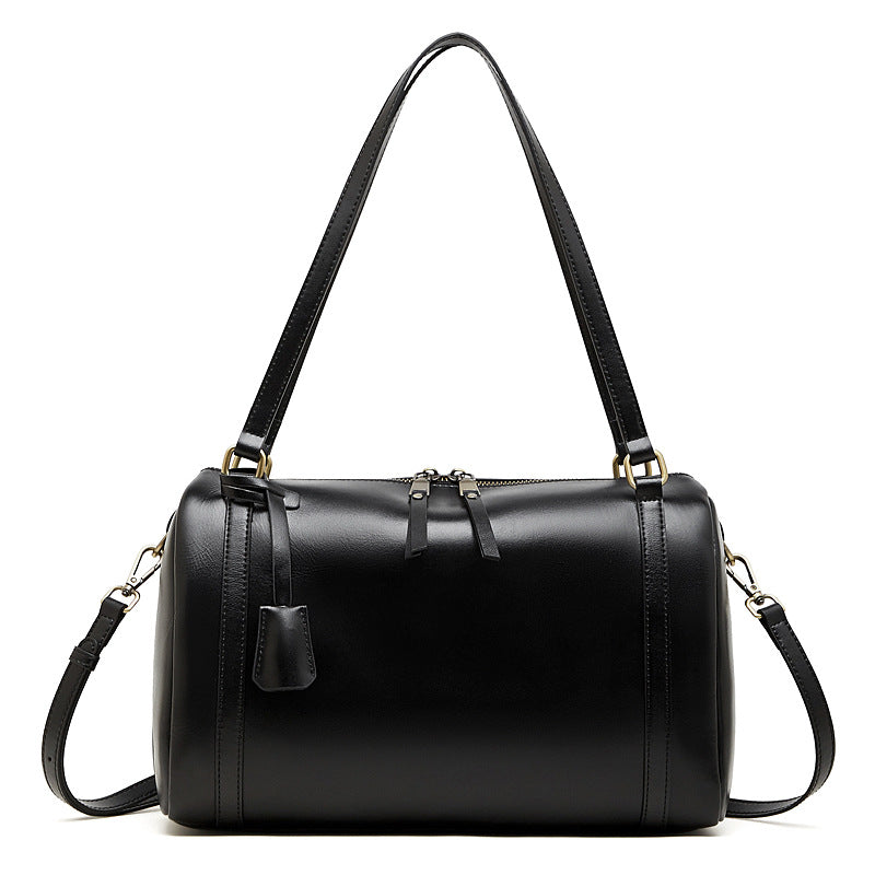 Women's Vintage Plain Leather Shoulder Bag-RAIIFY