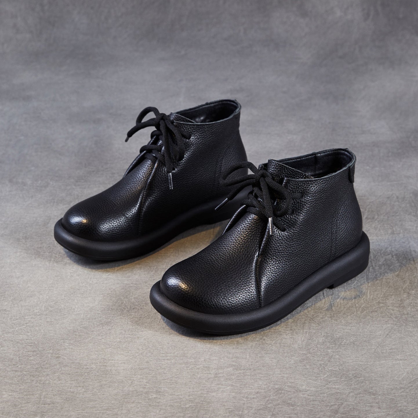 Women's Retro Soft Plain Leather Ankle Boots-RAIIFY