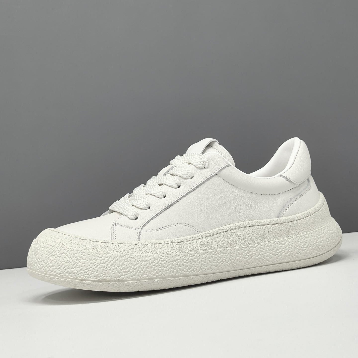 Men's Minimalist Plain Leather Low Top Casual Shoes-RAIIFY