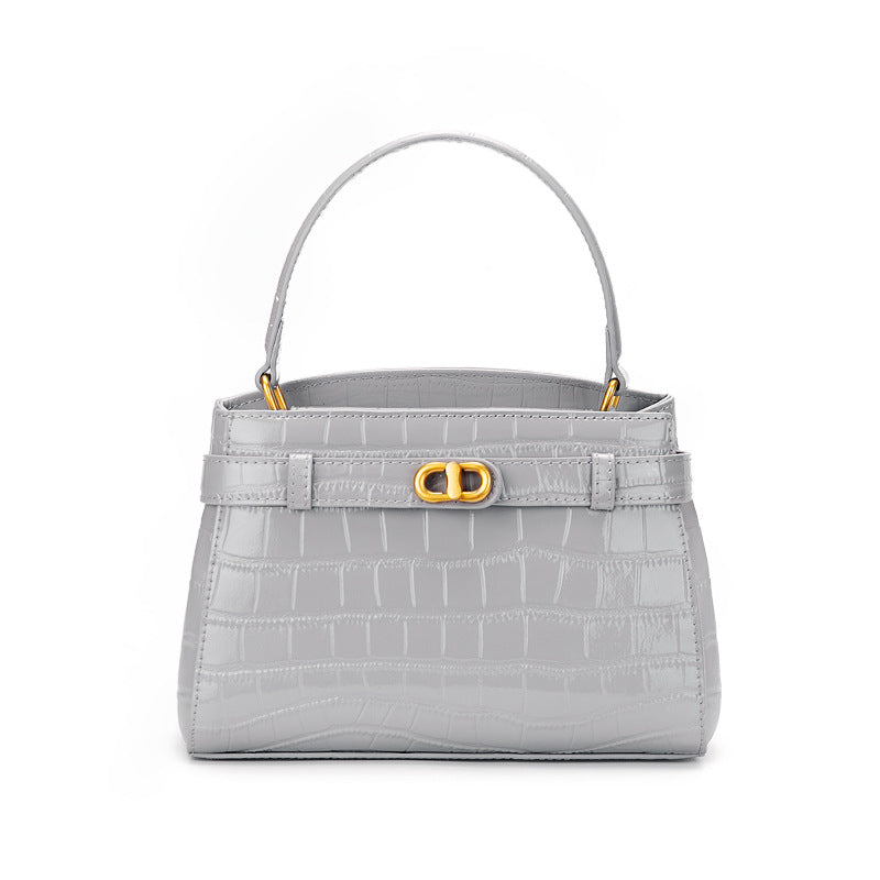 Women’s Crocodile Embossed Leather Mini Square Bag-RAIIFY