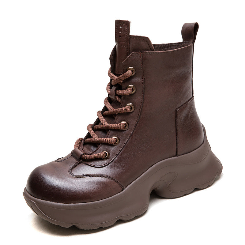 Women Vintage Leather Casual Platform Boots-RAIIFY