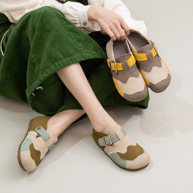 Women's Genuine Quilted Leather Casual Flat Shoes-RAIIFY