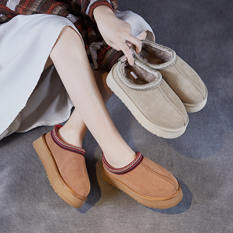 Women Minimalism Suede Furred Casual Shoes-RAIIFY