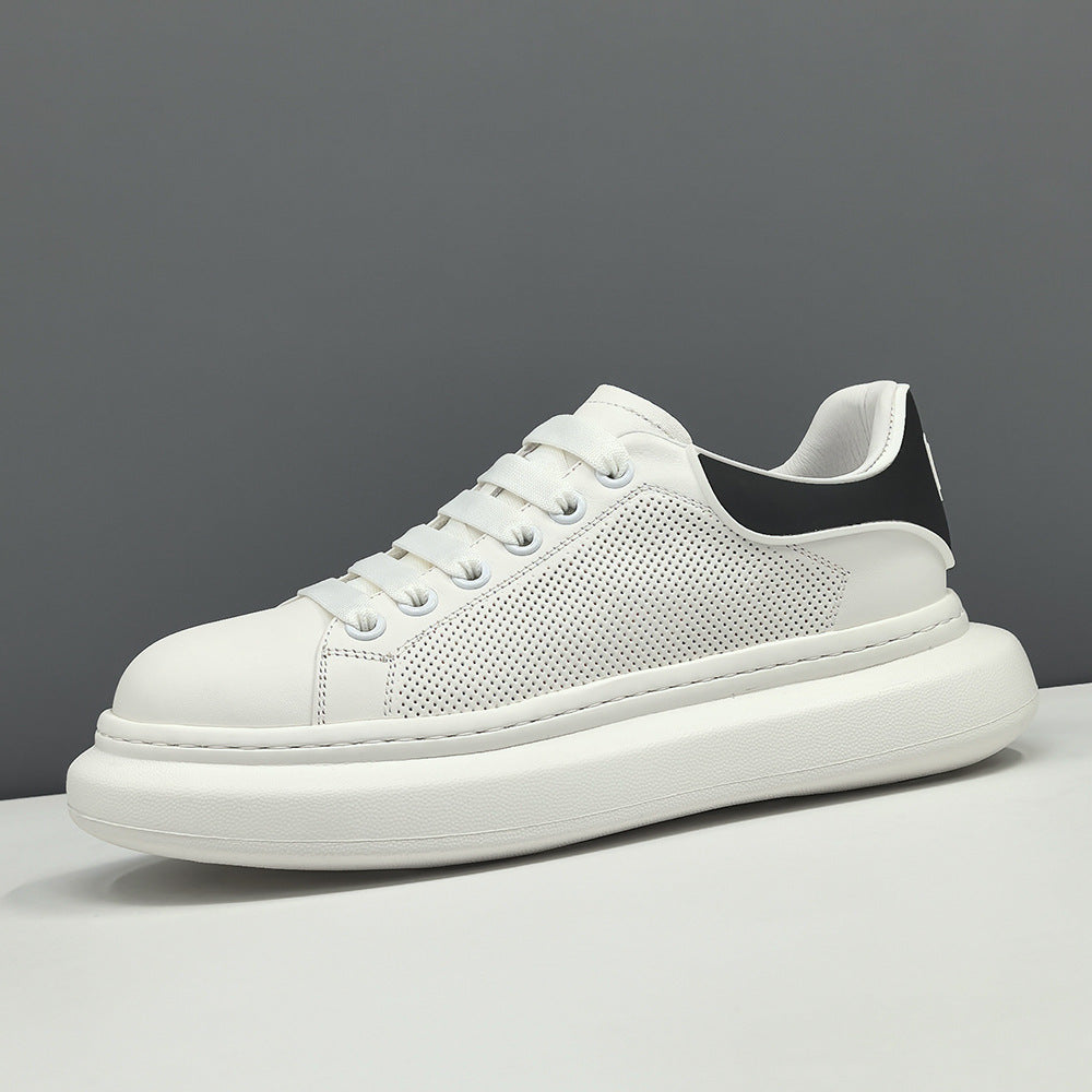 Men Fashion Hollow Breathable Leather Casual Court Sneakers-RAIIFY