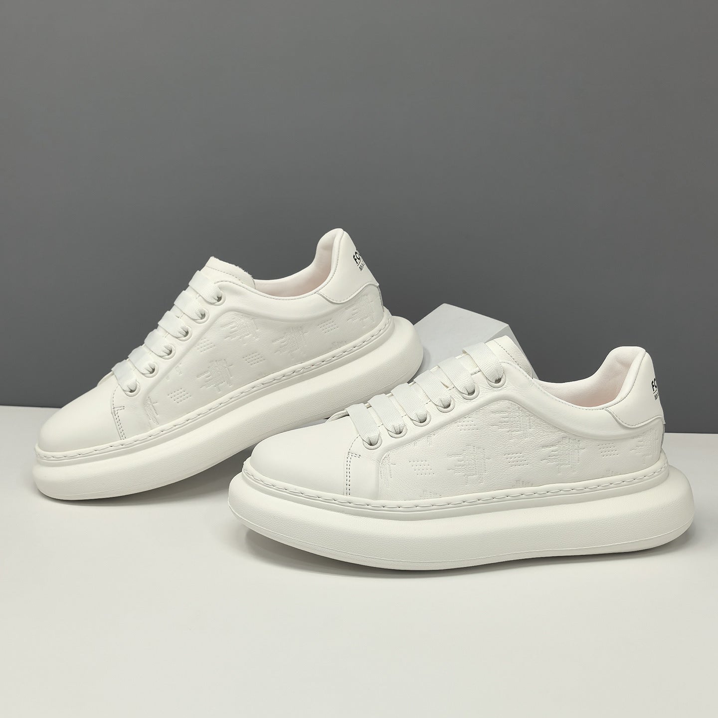 Men's Fashion Embossed Leather Flat Casual Sneakers-RAIIFY