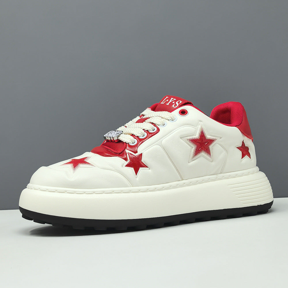 Men's Stylish Embossed Leather Flat Court Sneakers-RAIIFY