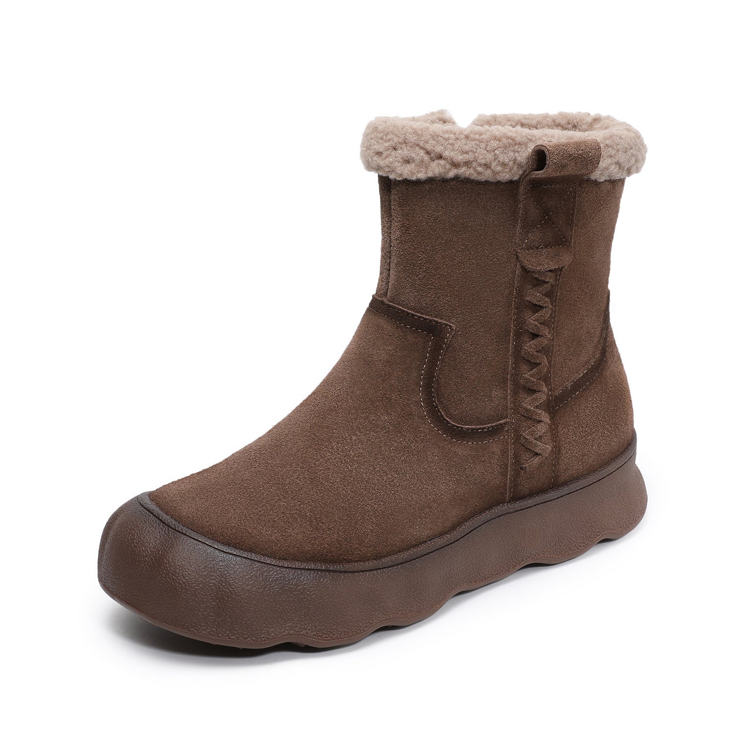 Women's Retro Suede Flat Ankle Snow Boots-RAIIFY