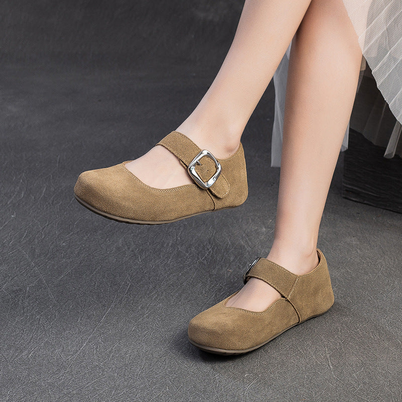 Women Retro Vintage Suede Soft Flat Shoes-RAIIFY