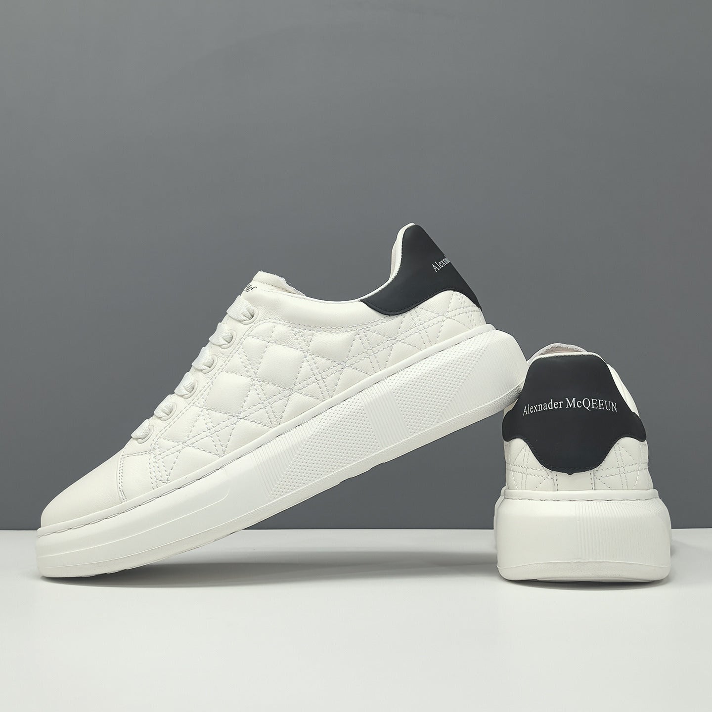 Men's Fashion Quilted Leather Casual Court Sneakers-RAIIFY