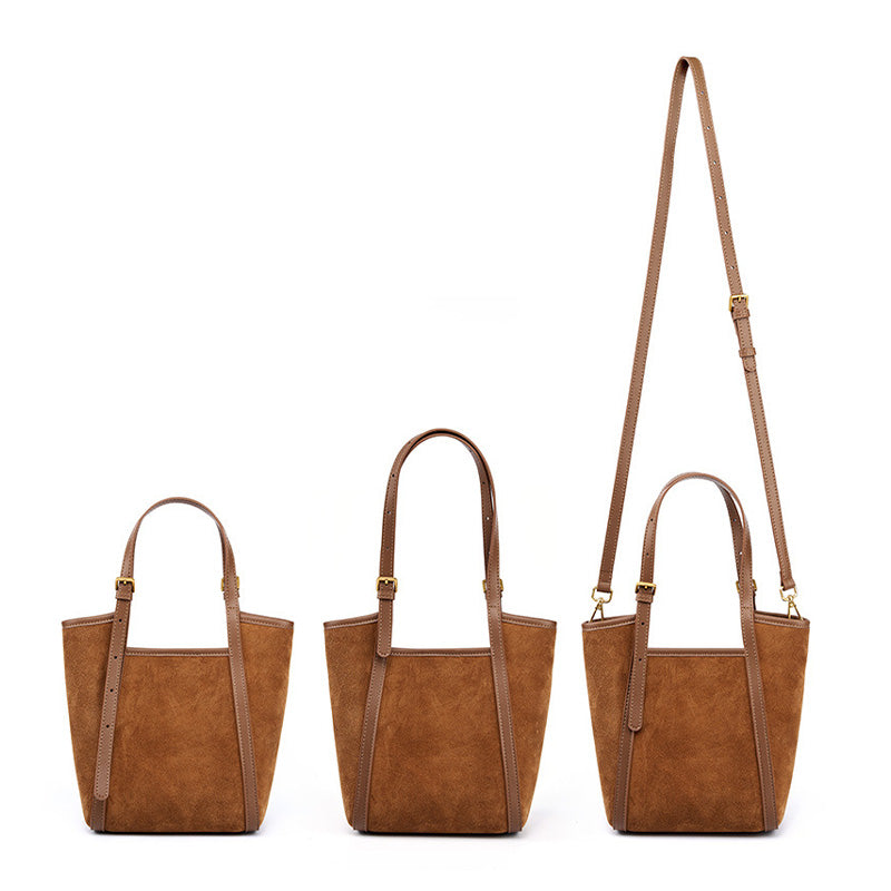Women's Genuine Leather Suede Tote Shoulder Handbag-RAIIFY