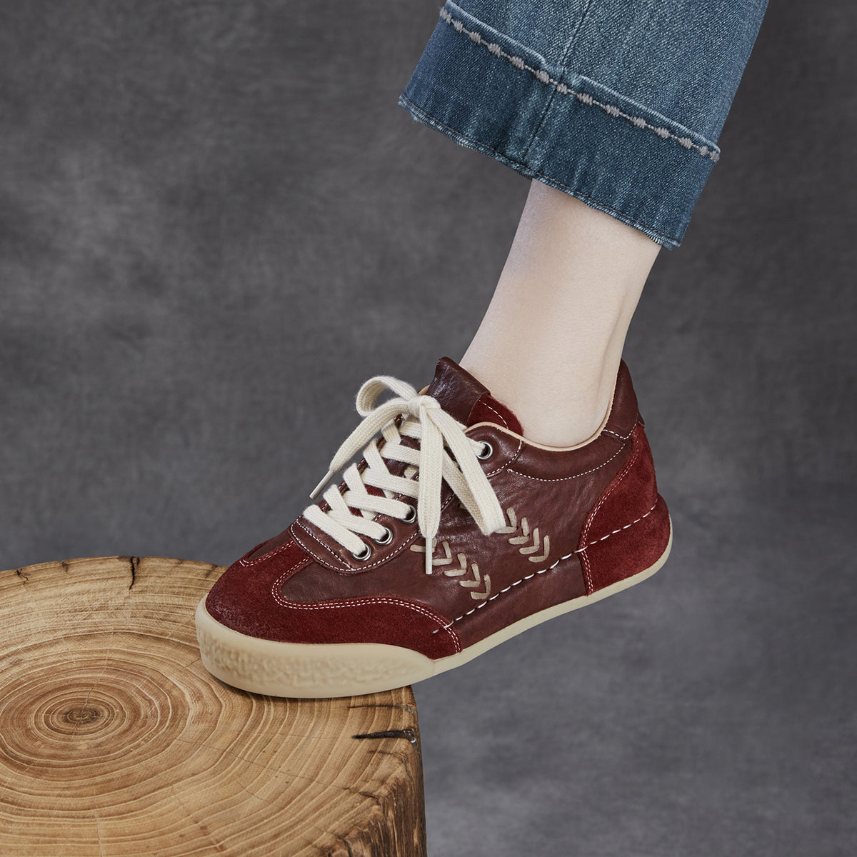 Women's Retro Quilted Leather Flat Casual Shoes-RAIIFY