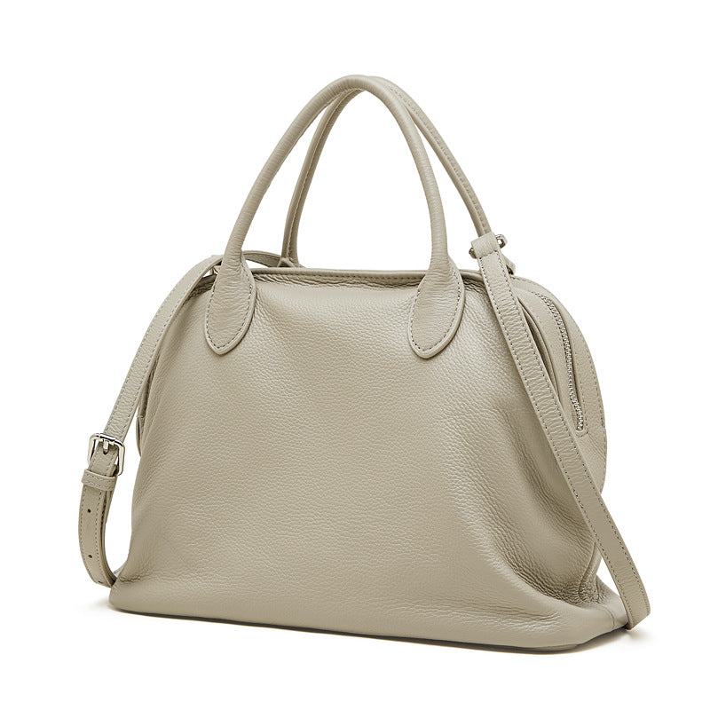 Women's Retro Plain Leather Satchel Bag-RAIIFY