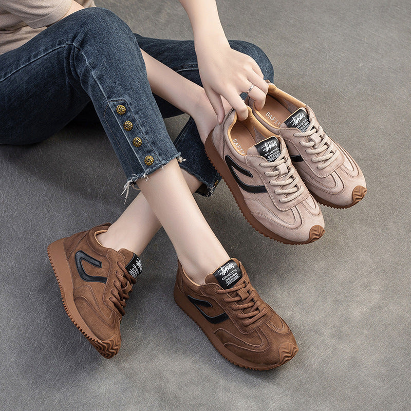 Women Fashion Cowhide Casual Training Sneakers-RAIIFY