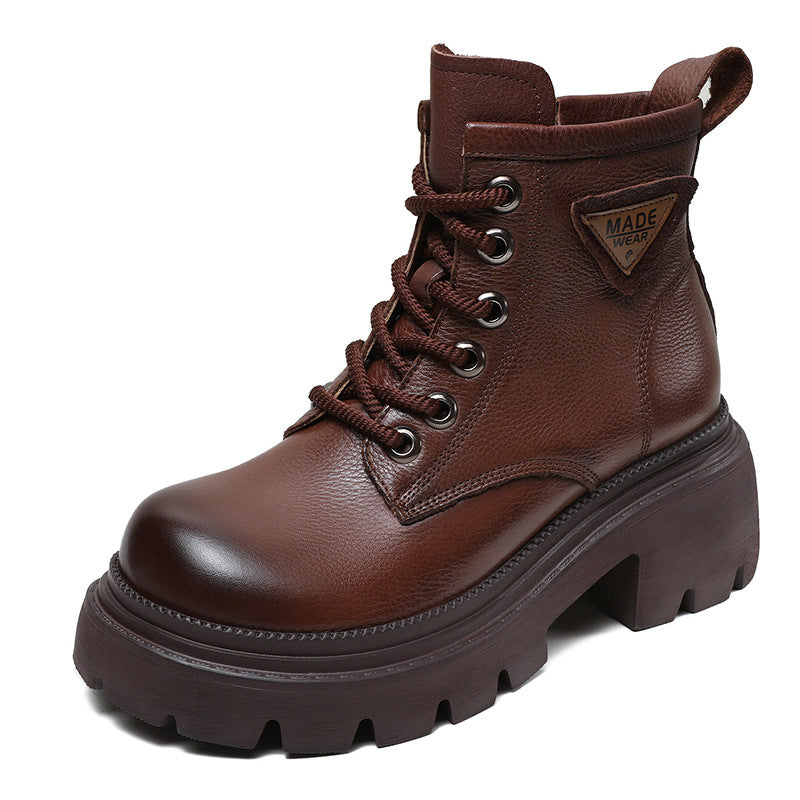 Women Retro Fashion Leather Comfort Platform Boots-RAIIFY