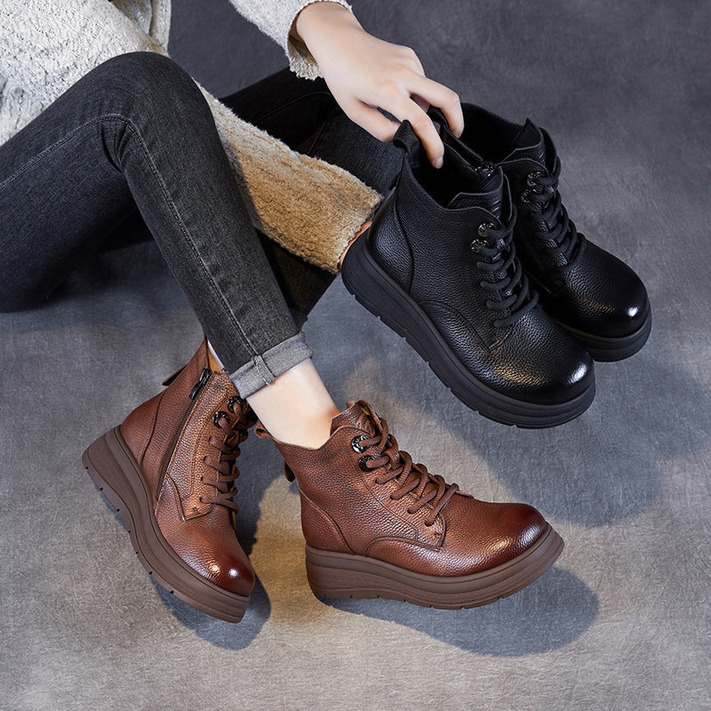 Women's Vintage Fashion Soft Leather Ankle Boots-RAIIFY