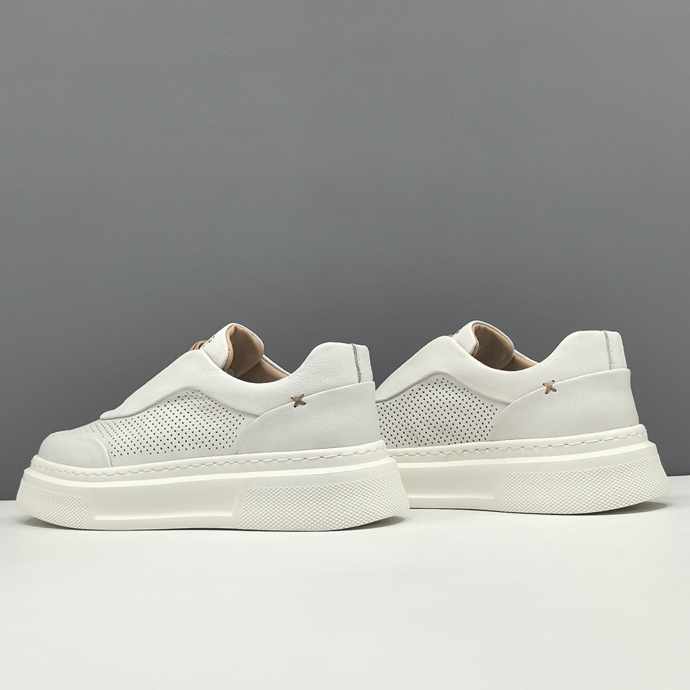 Men Fashion Breathable Leather Laceless Casual Shoes-RAIIFY