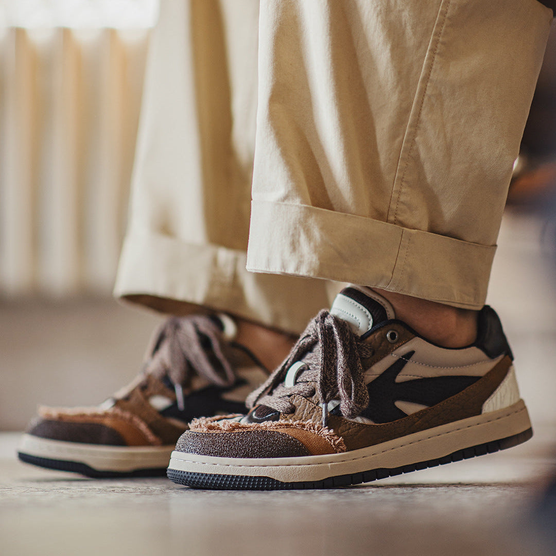 Men's Chic Patchwork Leather Breathable Casual Court Sneakers-RAIIFY