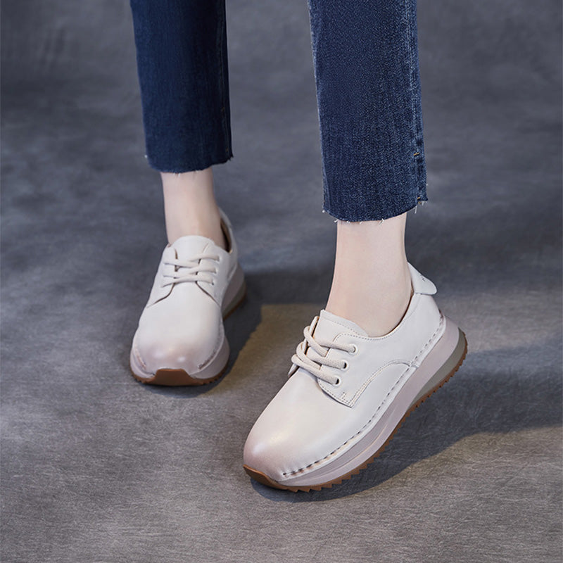 Women Minimalism Leather Fashion Soft Casual Shoes-RAIIFY