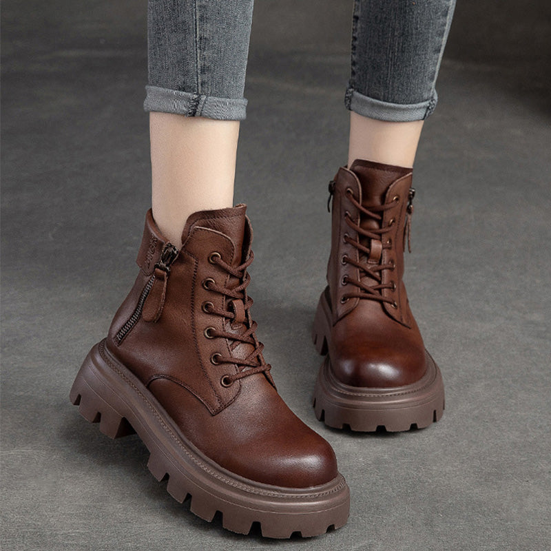 Women Casual Minimalist Soft Leather Boots-RAIIFY