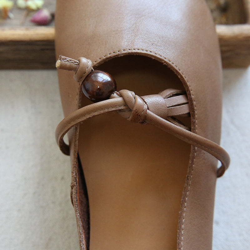 Women Retro Minimalist Leather Soft Flats-RAIIFY
