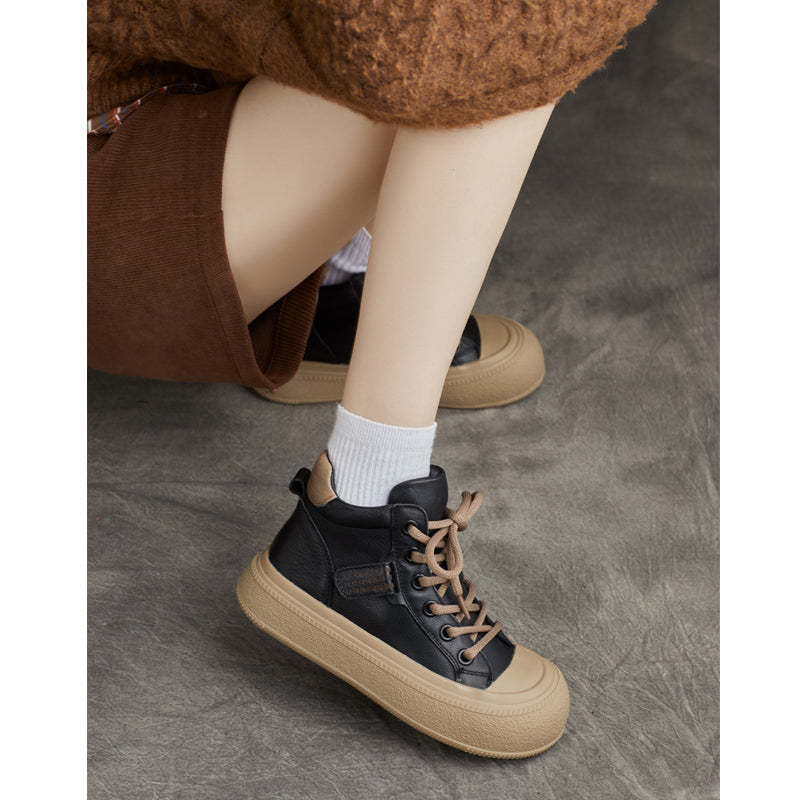 Women Fashion Leather Handmade Flat Boot-RAIIFY