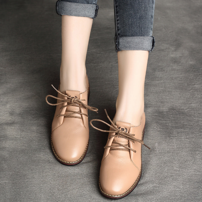 Women Retro Leather Soft Casual Shoes-RAIIFY