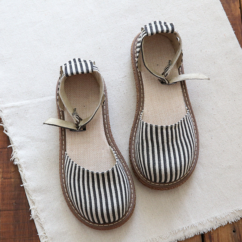 Women Casual Stripe Canvas Summer Sandals-RAIIFY