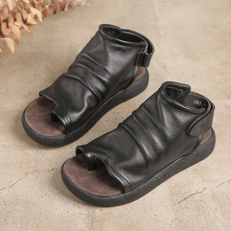 Women Leather Flat Handmade Retro Casual Sandals-RAIIFY