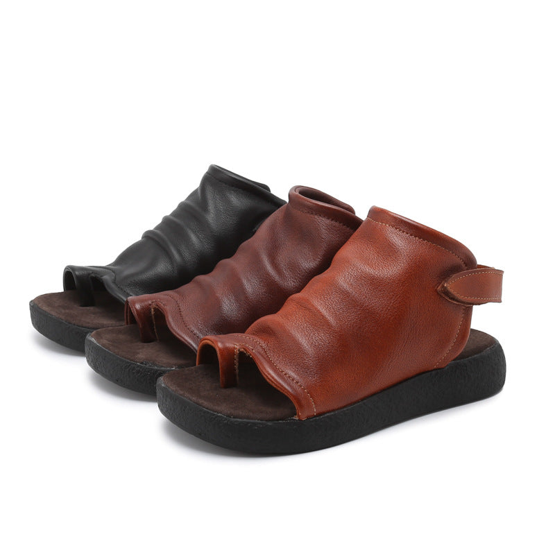 Women Leather Flat Handmade Retro Casual Sandals-RAIIFY