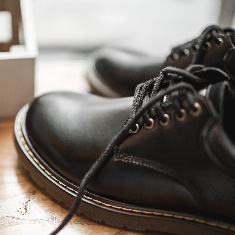 Men Minimalist Leather Flat Casual Work Shoes-RAIIFY
