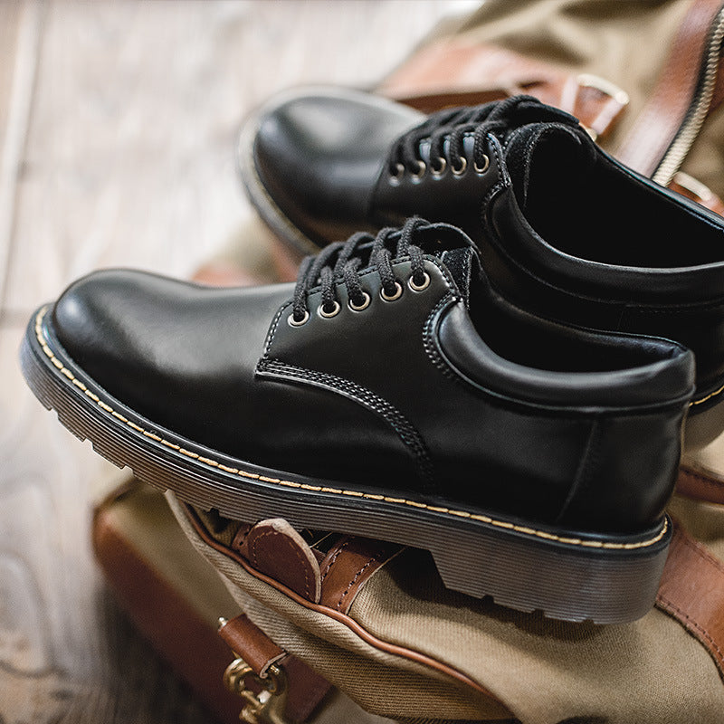 Men Minimalist Leather Flat Casual Work Shoes-RAIIFY