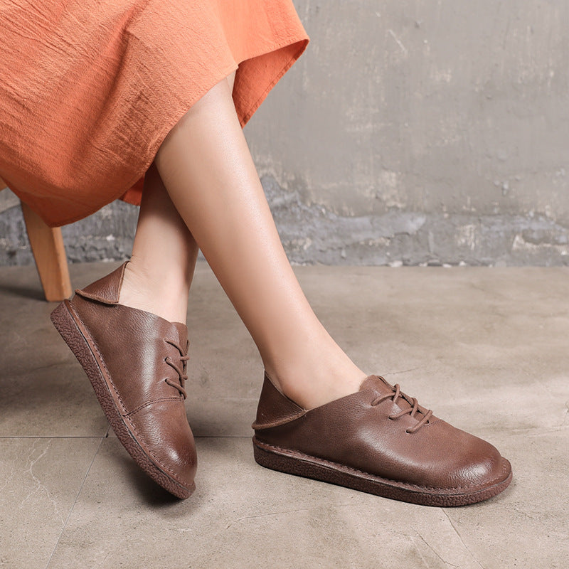 Women Soft Leather Handmade Flats Loafers-RAIIFY
