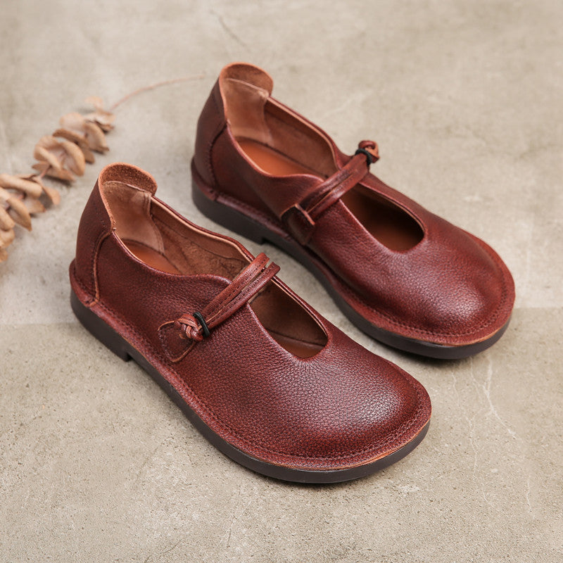 Women Retro Handmade Cowhide Leather Flats Loafers-RAIIFY