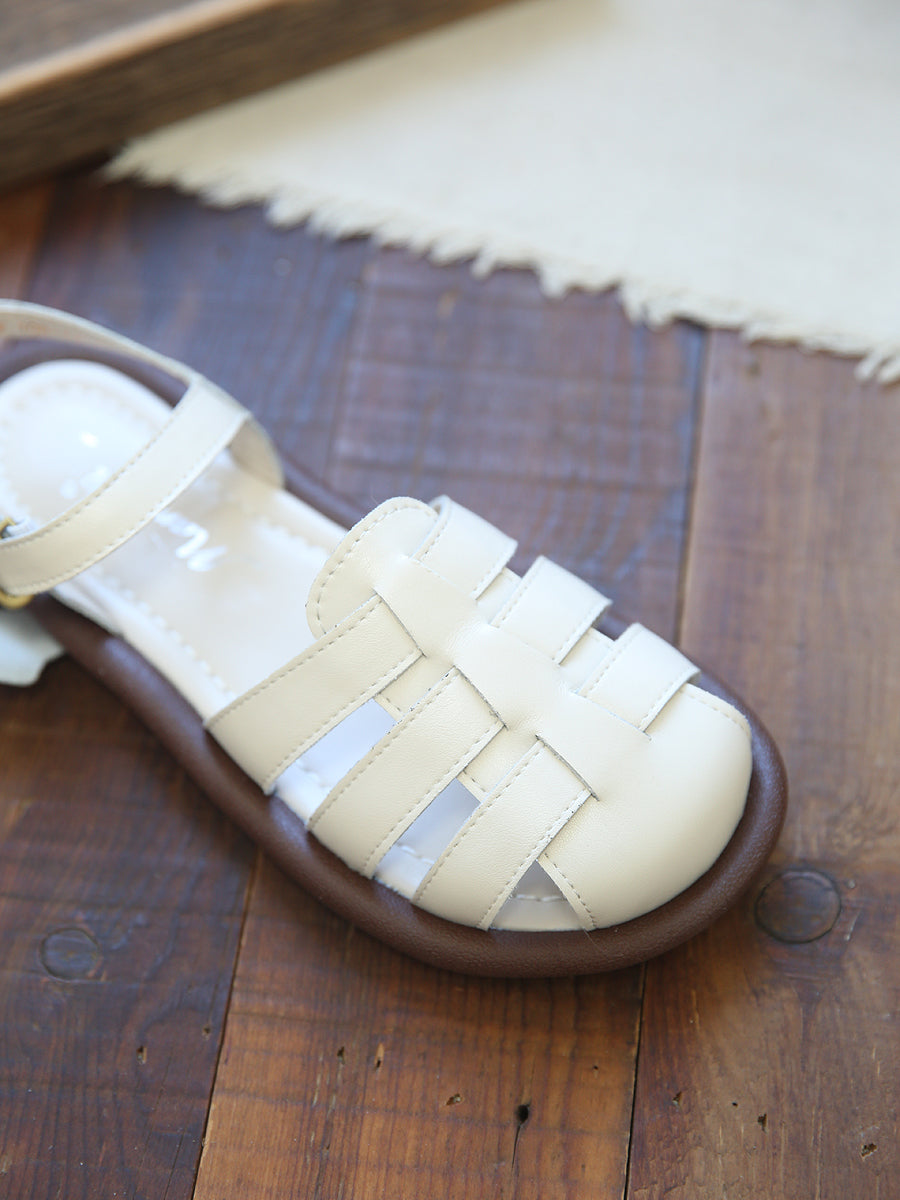 Women Casual Handcraft Plaited Leather Flat Summer Sandals-RAIIFY