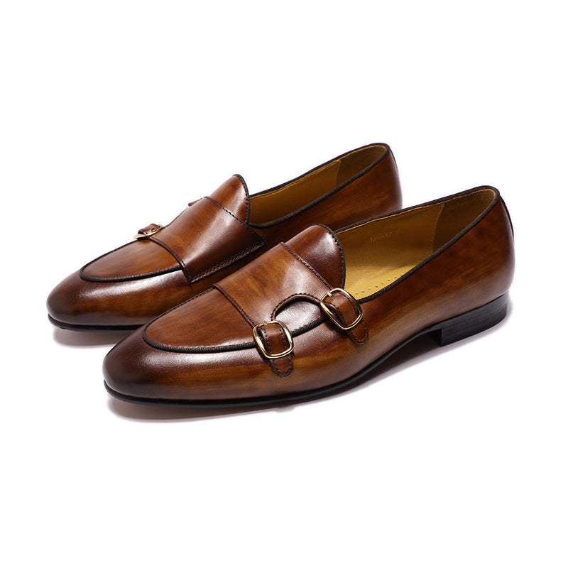 Men Casual Buckles Retro Leather Loafers-RAIIFY