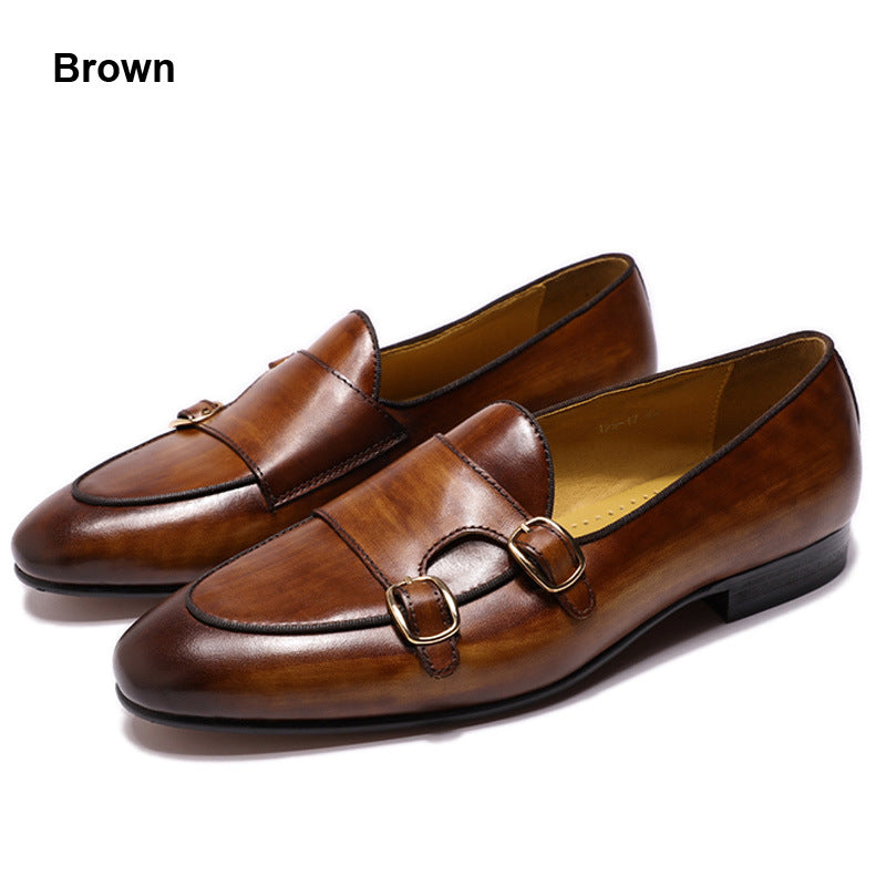 Men Casual Buckles Retro Leather Loafers-RAIIFY