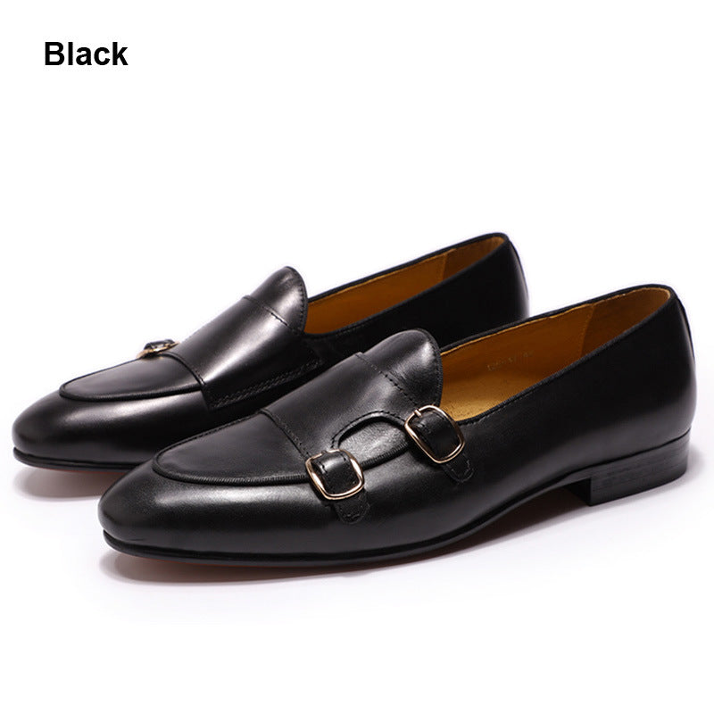 Men Casual Buckles Retro Leather Loafers-RAIIFY