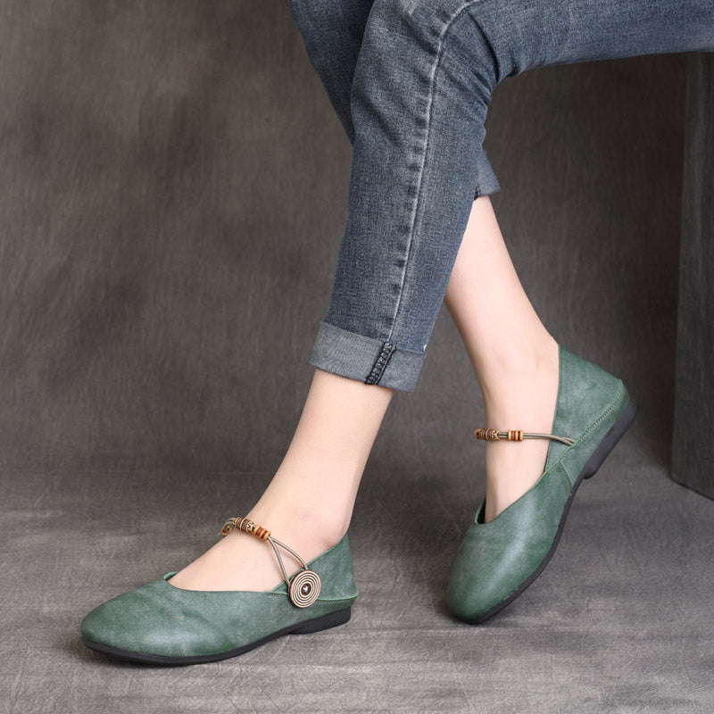 Women Retro Handmade Leather Flats Shoes-RAIIFY