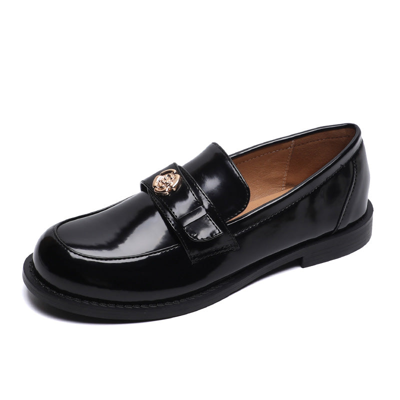 Women Minimalist Glossy Leather Flat Casual Loafers-RAIIFY