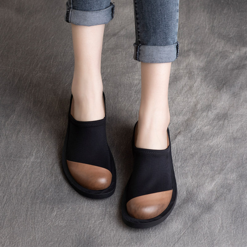Women Retro Leather Elastic Casual Shoes-RAIIFY