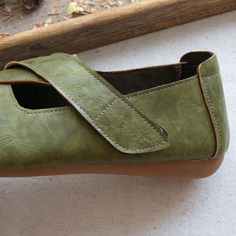 Women Handmade Retro Soft Velcro Casual Flats-RAIIFY