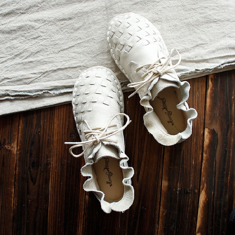 Women Handmade Plaited Leather Casual Boots-RAIIFY